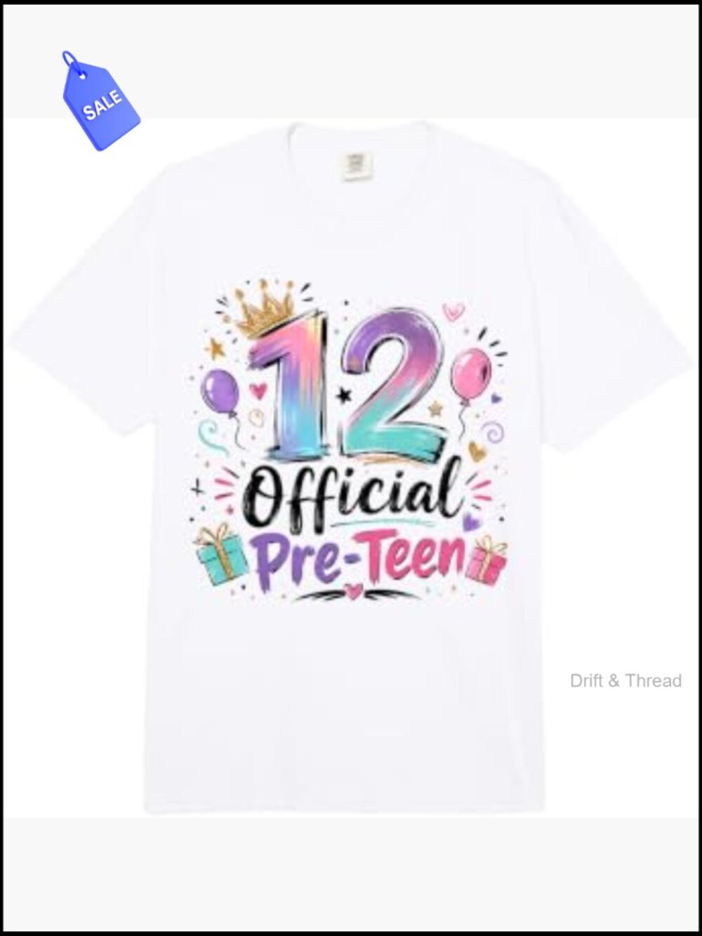 12th Birthday Gift T-Shirt for Girls, Comfort Colors Heavyweight Tee, Funny